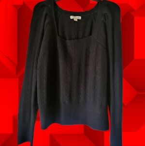 Ryegrass Elegant Black Ribbed Women's Sweater